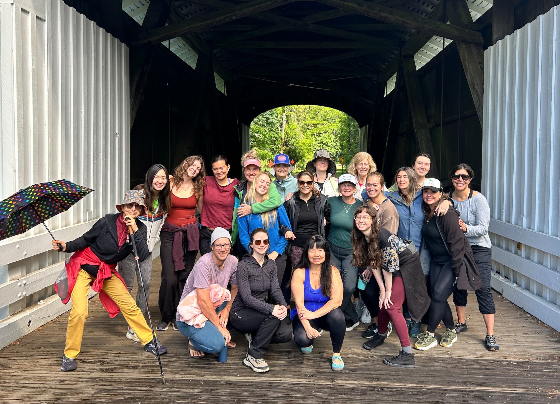 Our retreat group on the covered bridge
